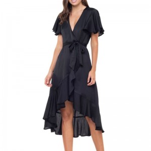 Phụ nữ đen đôi ruffle quấn áo dài
